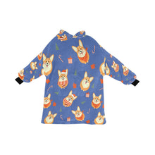 Load image into Gallery viewer, Rolly Polly Christmas Corgis Blanket Hoodie for Women-RoyalBlue-ONE SIZE-6