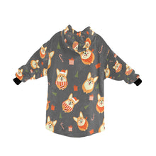 Load image into Gallery viewer, Rolly Polly Christmas Corgis Blanket Hoodie for Women-9