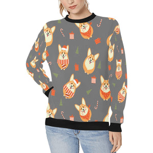 Rolly Polly Christmas Corgis Women's Sweatshirt-DimGrey-XS-14