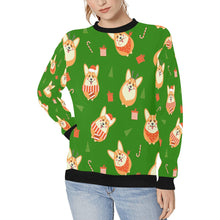 Load image into Gallery viewer, Rolly Polly Christmas Corgis Women&#39;s Sweatshirt-Green-XS-1