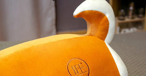 Image of the tail of realistic Shiba Inu stuffed animal plush toy pillow