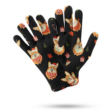 Load image into Gallery viewer, Rolly Polly Xmas Corgis Touch Screen Gloves - 4 Colors-Accessories-Accessories, Christmas, Corgi, Dog Dad Gifts, Dog Mom Gifts, Gloves-Black-2