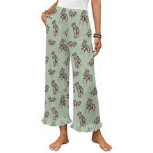 Load image into Gallery viewer, Rottweiler Pajama Pants for Women - Ruffle Hem Design - Watercolor Elegance Rottweilers-Pajamas-Apparel,Dog Mom Gifts,Pajamas,Rottweiler-Green-S-9