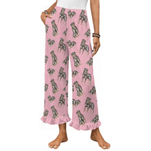 Load image into Gallery viewer, Rottweiler Pajama Pants for Women - Ruffle Hem Design - Watercolor Elegance Rottweilers-Pajamas-Apparel,Dog Mom Gifts,Pajamas,Rottweiler-Pink-S-14
