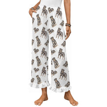 Load image into Gallery viewer, Rottweiler Pajama Pants for Women - Ruffle Hem Design - Watercolor Elegance Rottweilers-Pajamas-Apparel,Dog Mom Gifts,Pajamas,Rottweiler-White-S-1