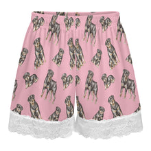 Load image into Gallery viewer, Rottweiler Shorts for Women - Lace Trim Design - Watercolor Elegance Rottweilers-Pajamas-Apparel,Dog Mom Gifts,Pajamas,Rottweiler-12