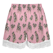 Load image into Gallery viewer, Rottweiler Shorts for Women - Lace Trim Design - Watercolor Elegance Rottweilers-Pajamas-Apparel,Dog Mom Gifts,Pajamas,Rottweiler-13