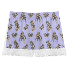 Load image into Gallery viewer, Rottweiler Shorts for Women - Lace Trim Design - Watercolor Elegance Rottweilers-Pajamas-Apparel,Dog Mom Gifts,Pajamas,Rottweiler-16