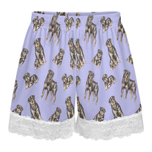 Load image into Gallery viewer, Rottweiler Shorts for Women - Lace Trim Design - Watercolor Elegance Rottweilers-Pajamas-Apparel,Dog Mom Gifts,Pajamas,Rottweiler-17