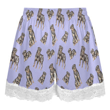 Load image into Gallery viewer, Rottweiler Shorts for Women - Lace Trim Design - Watercolor Elegance Rottweilers-Pajamas-Apparel,Dog Mom Gifts,Pajamas,Rottweiler-18