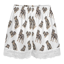 Load image into Gallery viewer, Rottweiler Shorts for Women - Lace Trim Design - Watercolor Elegance Rottweilers-Pajamas-Apparel,Dog Mom Gifts,Pajamas,Rottweiler-21