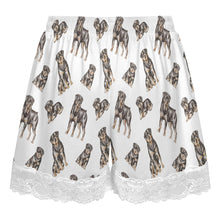 Load image into Gallery viewer, Rottweiler Shorts for Women - Lace Trim Design - Watercolor Elegance Rottweilers-Pajamas-Apparel,Dog Mom Gifts,Pajamas,Rottweiler-22