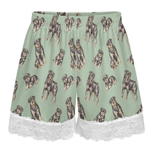 Load image into Gallery viewer, Rottweiler Shorts for Women - Lace Trim Design - Watercolor Elegance Rottweilers-Pajamas-Apparel,Dog Mom Gifts,Pajamas,Rottweiler-5