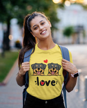 Load image into Gallery viewer, My Rottweiler My Biggest Love Women&#39;s Cotton T-Shirt - 4 Colors-Apparel-Apparel, Rottweiler, Shirt, T Shirt-Yellow-S-1