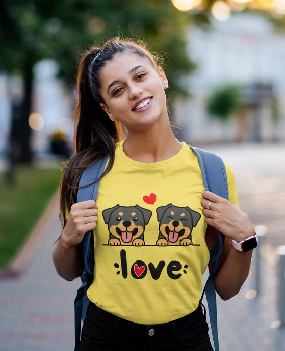 My Rottweiler My Biggest Love Women's Cotton T-Shirt - 4 Colors-Apparel-Apparel, Rottweiler, Shirt, T Shirt-Yellow-S-1