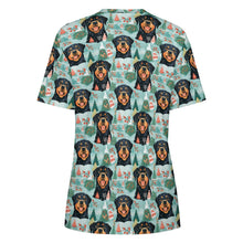 Load image into Gallery viewer, Rottweiler&#39;s Winter Wonderland Christmas Women&#39;s Cotton T-Shirt-Apparel-Apparel, Christmas, Dog Mom Gifts, Rottweiler, T Shirt-4