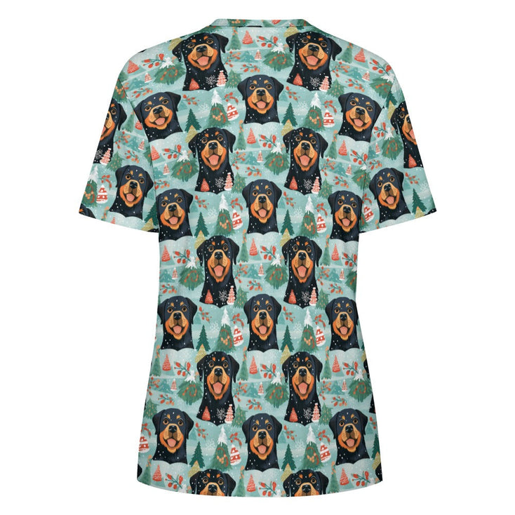Rottweiler's Winter Wonderland Christmas Women's Cotton T-Shirt-Apparel-Apparel, Christmas, Dog Mom Gifts, Rottweiler, T Shirt-4