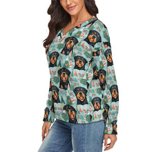 Load image into Gallery viewer, Rottweiler's Winter Wonderland Women's V-Neck Christmas Sweater-Apparel-Apparel,Christmas,Dog Mom Gifts,Rottweiler,Sweater,Sweatshirt-2