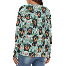 Load image into Gallery viewer, Rottweiler's Winter Wonderland Women's V-Neck Christmas Sweater-Apparel-Apparel,Christmas,Dog Mom Gifts,Rottweiler,Sweater,Sweatshirt-3