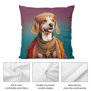 Royal Coronation Maharaja Beagle Plush Pillow Case-Cushion Cover-Beagle, Dog Dad Gifts, Dog Mom Gifts, Home Decor, Pillows-2