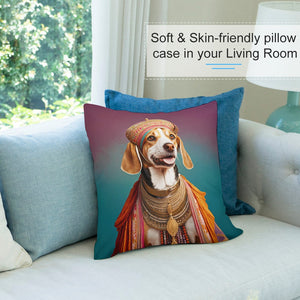 Royal Coronation Maharaja Beagle Plush Pillow Case-Cushion Cover-Beagle, Dog Dad Gifts, Dog Mom Gifts, Home Decor, Pillows-4