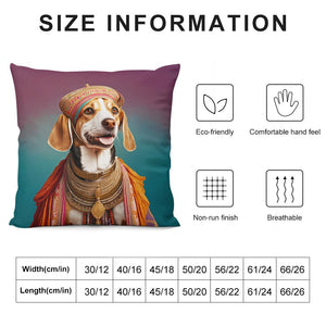 Royal Coronation Maharaja Beagle Plush Pillow Case-Cushion Cover-Beagle, Dog Dad Gifts, Dog Mom Gifts, Home Decor, Pillows-12 "×12 "-White-1