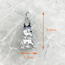 Load image into Gallery viewer, Royal Cutie English Bulldog Silver Charm – Jeweled Crown-2