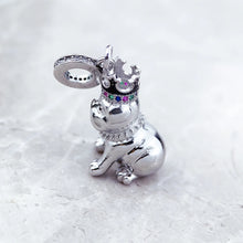 Load image into Gallery viewer, Royal Cutie English Bulldog Silver Charm – Jeweled Crown-4