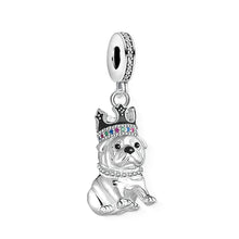 Load image into Gallery viewer, Royal Cutie English Bulldog Silver Charm – Jeweled Crown-Ring-8