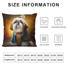 Load image into Gallery viewer, Royal Majesty Shih Tzu Plush Pillow Case-Cushion Cover-Dog Dad Gifts, Dog Mom Gifts, Home Decor, Pillows, Shih Tzu-12 &quot;×12 &quot;-White-1