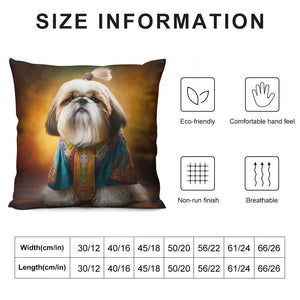 Royal Majesty Shih Tzu Plush Pillow Case-Cushion Cover-Dog Dad Gifts, Dog Mom Gifts, Home Decor, Pillows, Shih Tzu-12 "×12 "-White-1