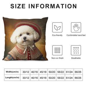Royal Renaissance Bichon Frise Plush Pillow Case-Cushion Cover-Bichon Frise, Dog Dad Gifts, Dog Mom Gifts, Home Decor, Pillows-12 "×12 "-White-1