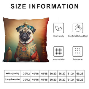 Royal Ruminations Fawn Pug Plush Pillow Case-Cushion Cover-Dog Dad Gifts, Dog Mom Gifts, Home Decor, Pillows, Pug-12 "×12 "-White-1