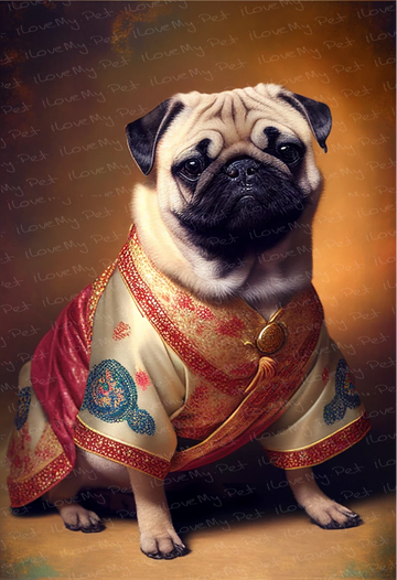 Royal Wrinkles Fawn Pug Wall Art Poster-Art-Dog Art, Home Decor, Poster, Pug-1