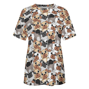 Rumble Rumble Pug Love All Over Print Women's Cotton T-Shirt - 4 Colors-Apparel-Apparel, Pug, Shirt, T Shirt-2