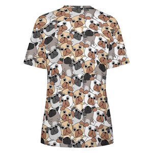 Rumble Rumble Pug Love All Over Print Women's Cotton T-Shirt - 4 Colors-Apparel-Apparel, Pug, Shirt, T Shirt-3