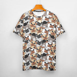 Rumble Rumble Pug Love All Over Print Women's Cotton T-Shirt - 4 Colors-Apparel-Apparel, Pug, Shirt, T Shirt-5