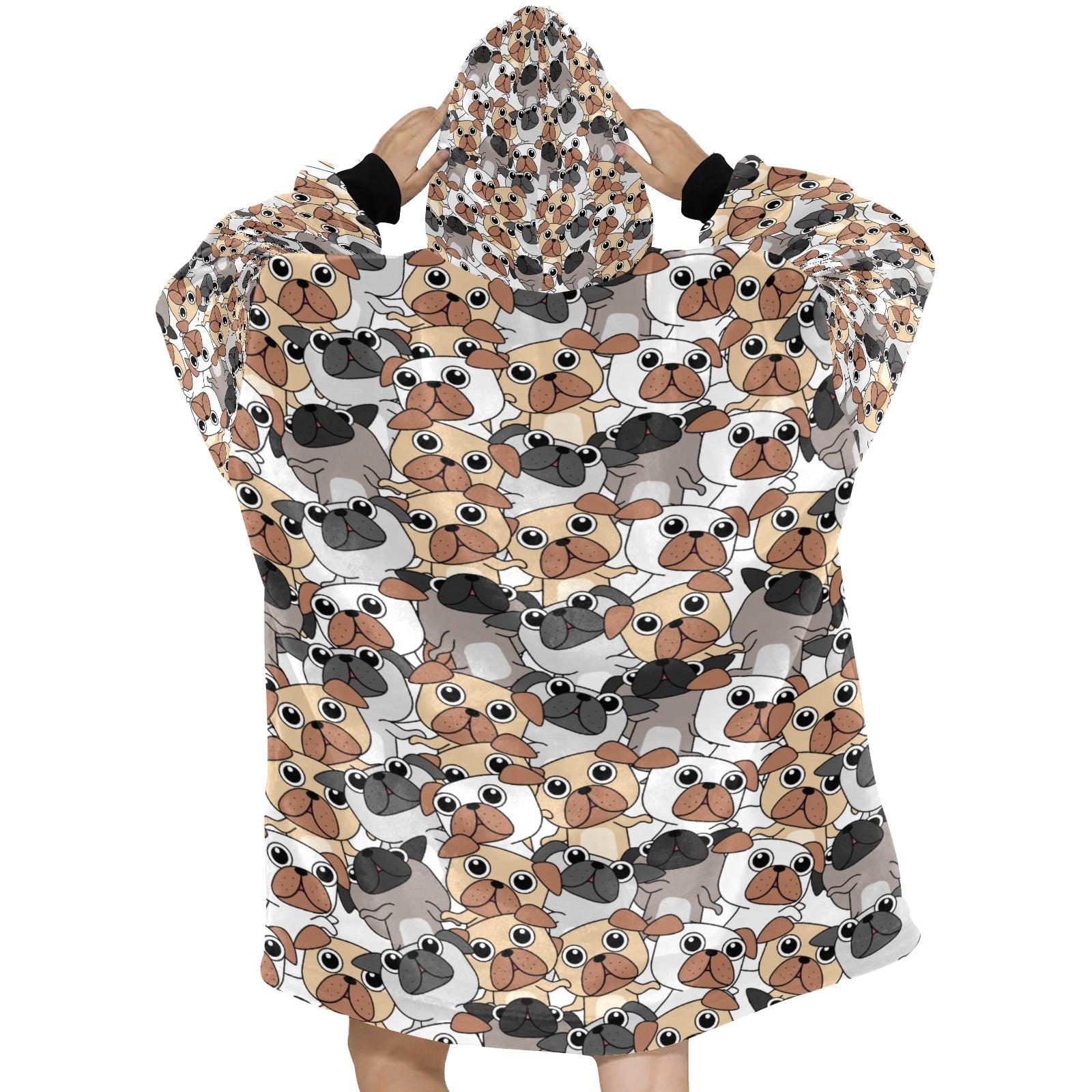 Rumble Rumble Pug Love Blanket Hoodie For Women 2