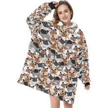 Load image into Gallery viewer, Rumble Rumble Pug Love Blanket Hoodie for Women-Apparel-Apparel, Blankets, Pug-5