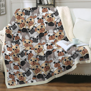 Image of a Pug Blanket on a sofa couch