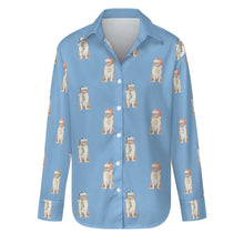 Load image into Gallery viewer, Sable and White Shelties Collies Christmas Women&#39;s Shirt-Apparel-Apparel, Christmas, Dog Mom Gifts, Rough Collie, Shetland Sheepdog, Shirt, Whippet-Sky Blue-S-23