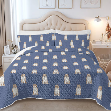 Sable and White Shelties Collies Quilted Bedding Set-Bedding-Bedding,Blankets,Christmas,Home Decor-7