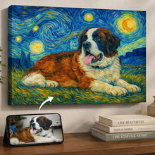 Load image into Gallery viewer, Photo of starry night inspired Saint Bernard wall art