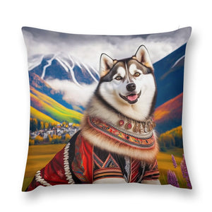 Sami Splendor Siberian Husky Plush Pillow Case-Cushion Cover-Dog Dad Gifts, Dog Mom Gifts, Home Decor, Pillows, Siberian Husky-12 "×12 "-1