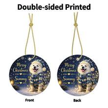 Load image into Gallery viewer, Samoyed Christmas Ornament - Cozy Winter Pet Portrait Design - Personalize with Photo and Name-Christmas Ornament-Christmas,Christmas Ornament,Personalize Artwork-4