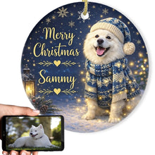 Load image into Gallery viewer, Samoyed Christmas Ornament - Cozy Winter Pet Portrait Design - Personalize with Photo and Name-Christmas Ornament-Christmas,Christmas Ornament,Personalize Artwork-1