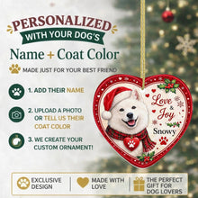 Load image into Gallery viewer, Samoyed Christmas Ornament - Love &amp; Joy Heart Shaped Portrait - Personalize with Photo and Name-Christmas Ornament-Christmas,Christmas Ornament,Personalize Artwork,Samoyed-2