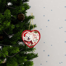 Load image into Gallery viewer, Samoyed Christmas Ornament - Love &amp; Joy Heart Shaped Portrait - Personalize with Photo and Name-Christmas Ornament-Christmas,Christmas Ornament,Personalize Artwork,Samoyed-3