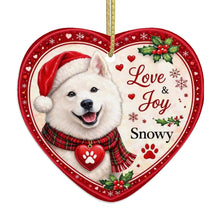 Load image into Gallery viewer, Samoyed Christmas Ornament - Love &amp; Joy Heart Shaped Portrait - Personalize with Photo and Name-Christmas Ornament-Christmas,Christmas Ornament,Personalize Artwork,Samoyed-4