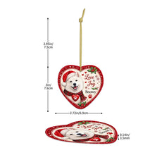 Load image into Gallery viewer, Samoyed Christmas Ornament - Love &amp; Joy Heart Shaped Portrait - Personalize with Photo and Name-Christmas Ornament-Christmas,Christmas Ornament,Personalize Artwork,Samoyed-5